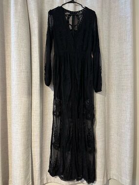 Wishlist Black Sheer Lace Long Sleeve Jumpsuit